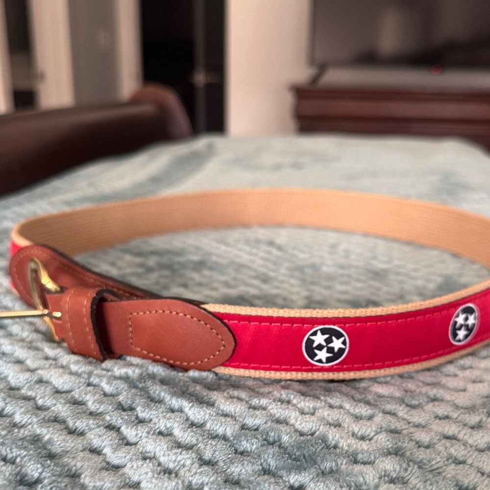 Red Belt with Tennessee Tri Star Pattern